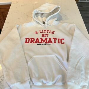 White Hoodie with Red 'A Little Bit Dramatic' Print